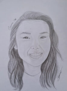 Dessin au crayon du portrait d&rsquo;une amie sur Montréal