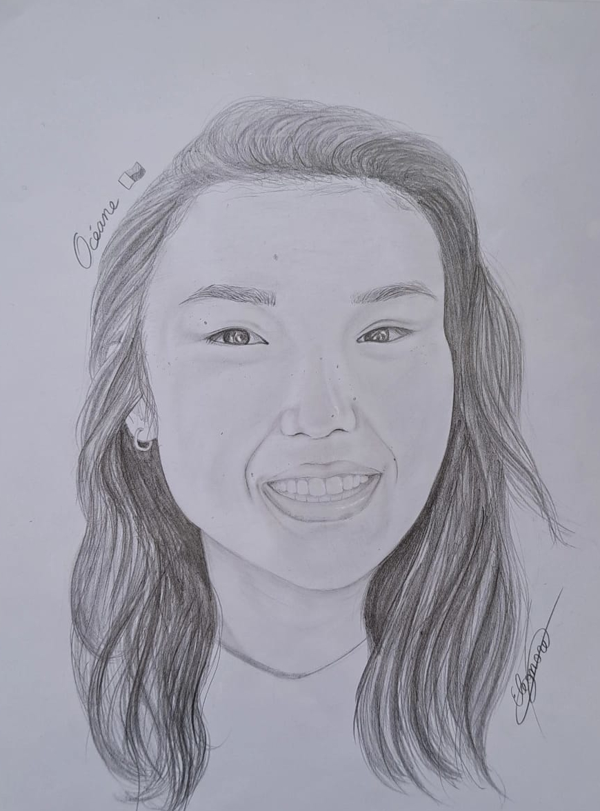 Dessin au crayon du portrait d&rsquo;une amie sur Montréal