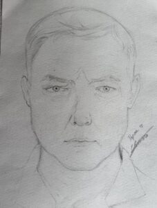 Dessin au crayon du portrait de mon père Franck Dumesnil